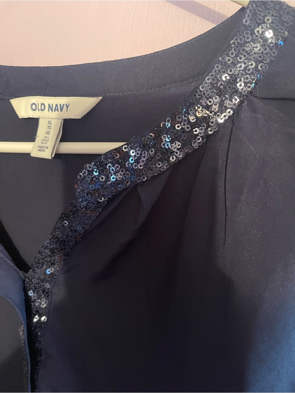 Old Navy Navy Blue Sequin-Trim Tunic Top - Picture 4 of 5